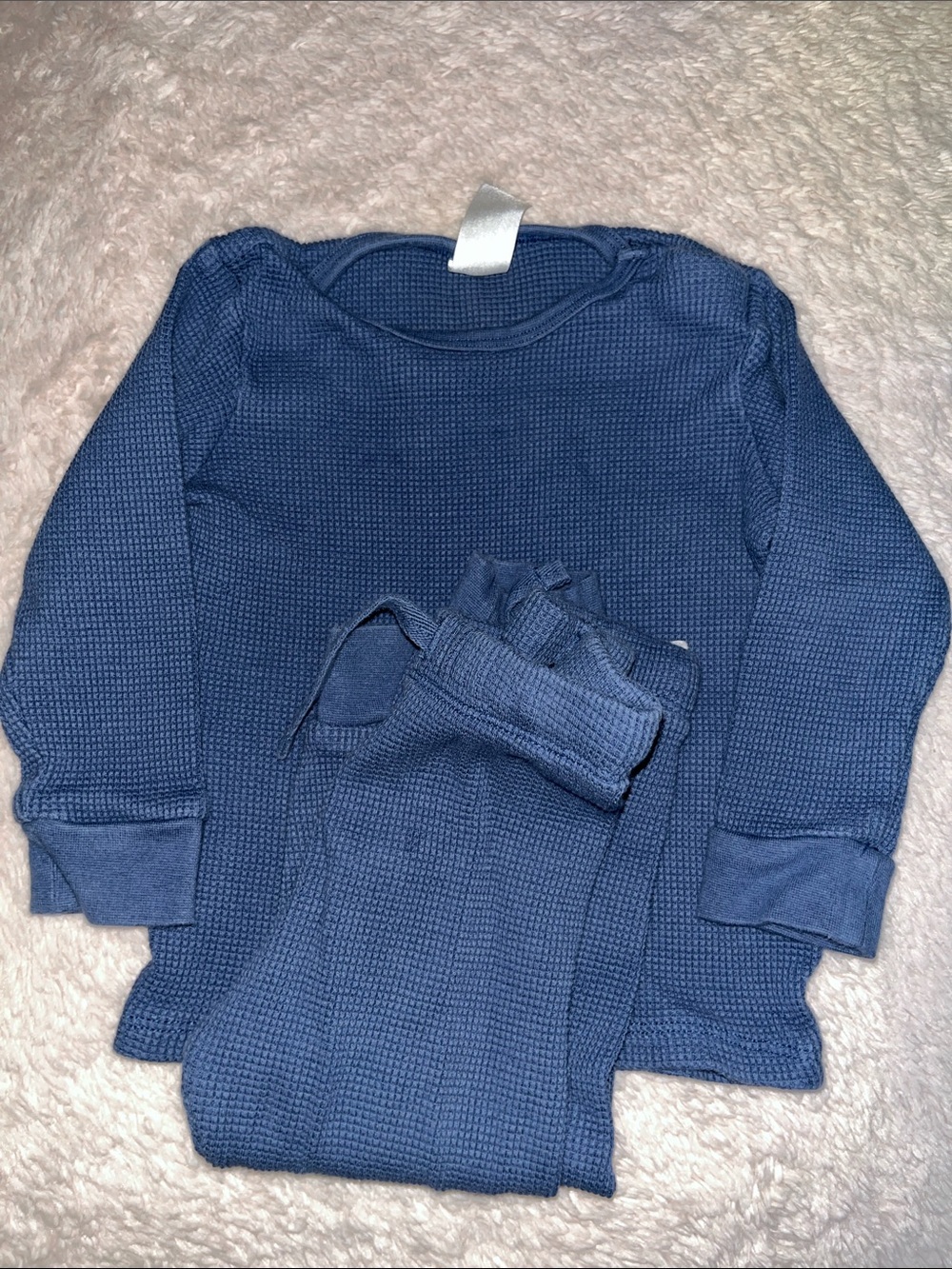 H&M Navy Blue Long-Sleeve Waffle Thermal Tee